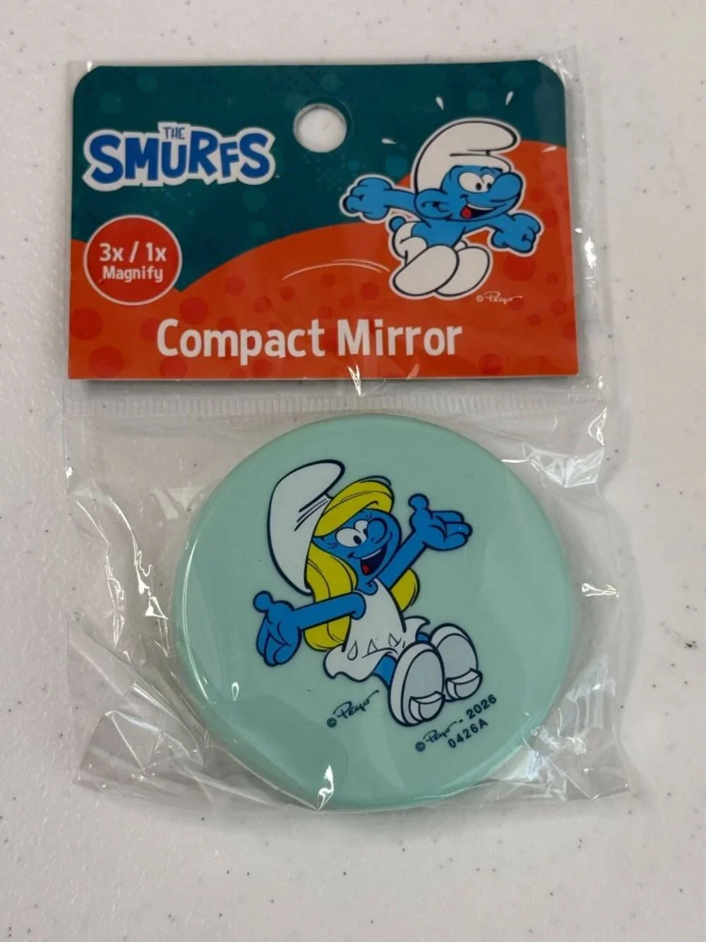 The Smurfs Smurfette Mint Green Compact Mirror 3X 1X New